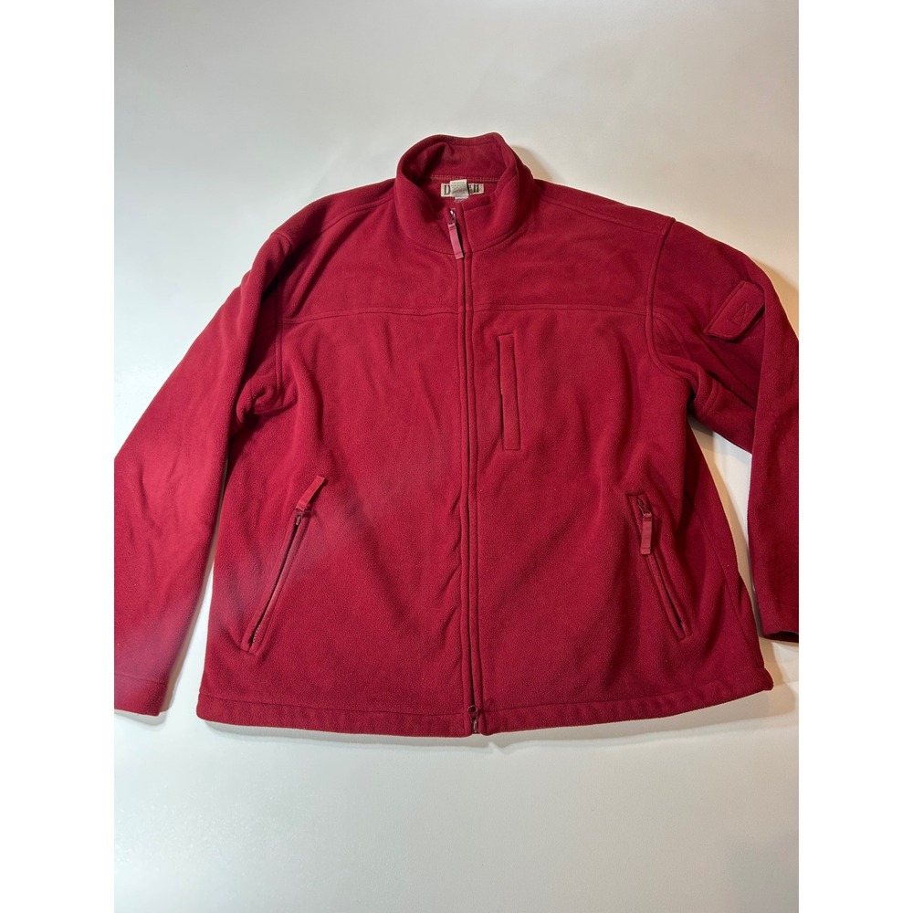 Duluth Trading Co Fleece Jacket Men's L Red Full Zip Mock Neck Pocketed